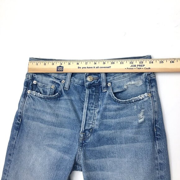 Edwin Women's Jeans Classic Straight Leg Button Fly Distressed size 25 length 29 - Picture 4 of 9